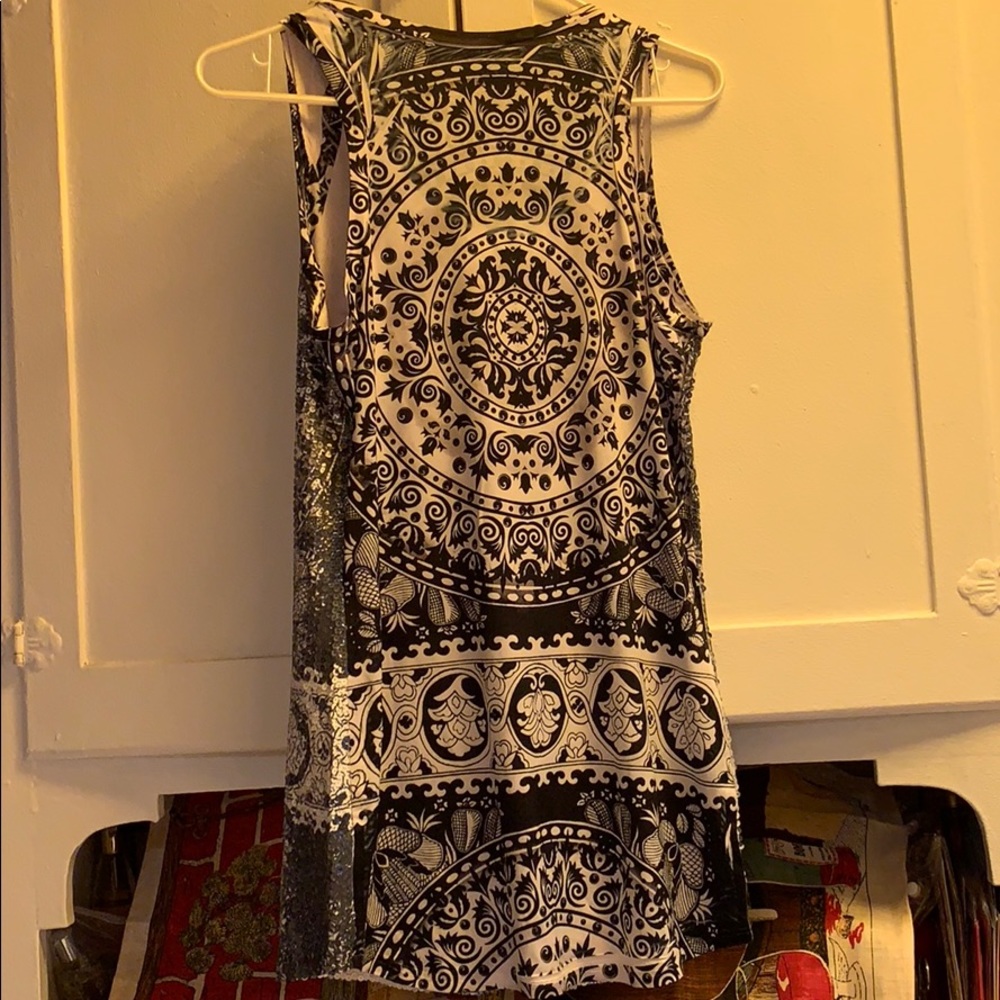 LOVE TEASE Blue white SEQUIN LONG MAXI CAMISOLE TOP MEDIUM